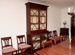 A Large And Rare Glass Front Antique English Astragal Glazed Breakfront Cabinet