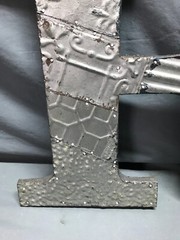 Decorative Salvage Tin Ceiling 16″ Patchwork Silver Metal VTG Letter R 224-25B