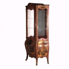 Antique Vernis Martin Decorated Kingwood & Ormolu Bombe Vitrine c1900