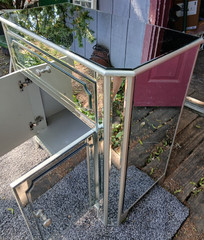 Mirrored Bar Liquor Cabinet Console all glass is beveled
