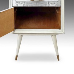 MANNER OF FORNASETTI ONE DRAWER ONE DOOR PAINTED SIDE CABINET ITALY CIRCA 1960