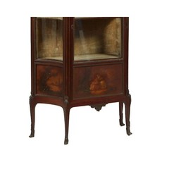 Vitrine, Louis XV Vernis Martin Style, Carved Walnut, Ormolu Mounted, Marble Top