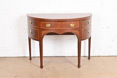 Baker Furniture Federal Inlaid Mahogany and Satinwood Demilune Cabinet