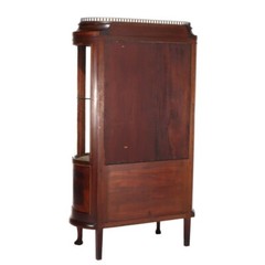 Antique French Mahogany Banded Display Vitrine With Inlay & Ormolu C1890