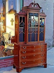 Gothic Breakfront Ornate china cabinet by Hickory Chair Co.