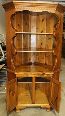 Vintage Solid Knotty Pine Custom Corner Cabinet – Rustic Country American