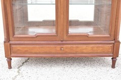 Antique French Louis XVI Style 94″ Curio China Display Cabinet Bookcase w Bronze