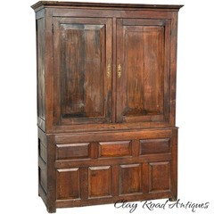 Antique Livery cabinet cupboard oak raised panel Pilgrim Period Farm House