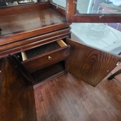 Two-Piece Mahogany and Burled Ashwood China Cabinet