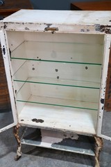 Antique Medical Cabinet Apothecary Industrial Metal glass Display Case Vintage