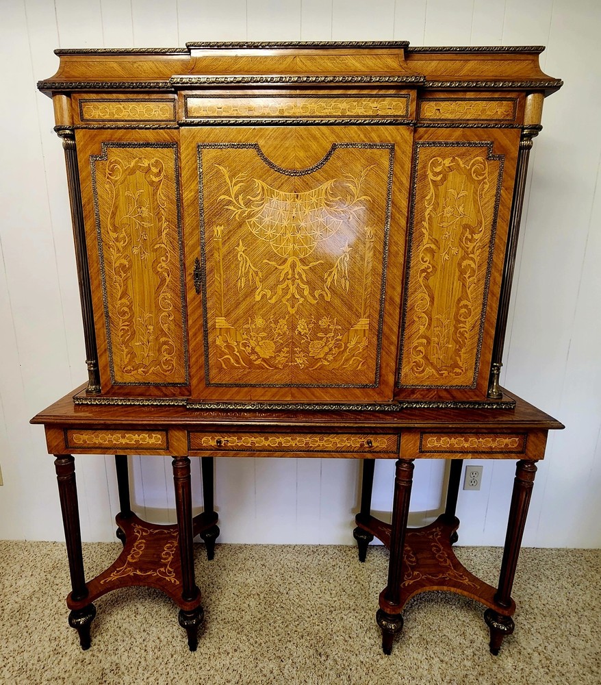 19th C French Marquetry and Ormolu Cabinet on Stand