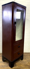 Vintage Medical Cabinet • Metal & Glass • 58″. 2 Drawers STEELINE?