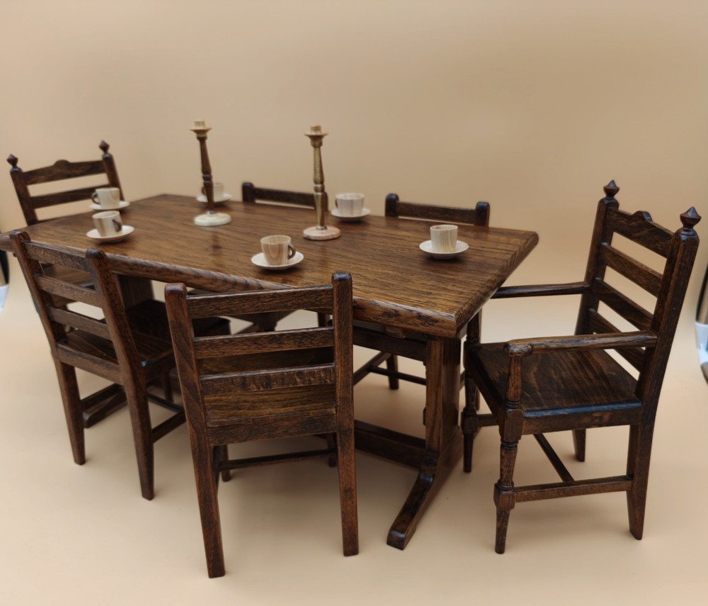 Vintage Apprentice Miniature Dinning Table Handmade Wooden Accessories #2
