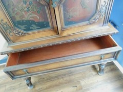 Antique Berkey & Gay China Cabinet Floral & Bird Design 1920’s-30’s with Key