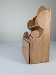 Rustic Pine Wood Cutlery Wall Furniture with Drawer, 1950s