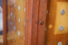 Antique Display Case Apothecary Cabinet Tiger Oak Locker Tags Keys Vintage Wood