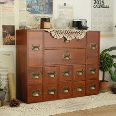 14 Drawers Apothecary Drawers Card Catalog Cabinet,Wooden Storage Box with Drawe