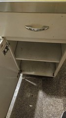 Vintage 1950s Yellow Metal Kitchen Cabinet w/ Formica Top 36″H Mid-Century