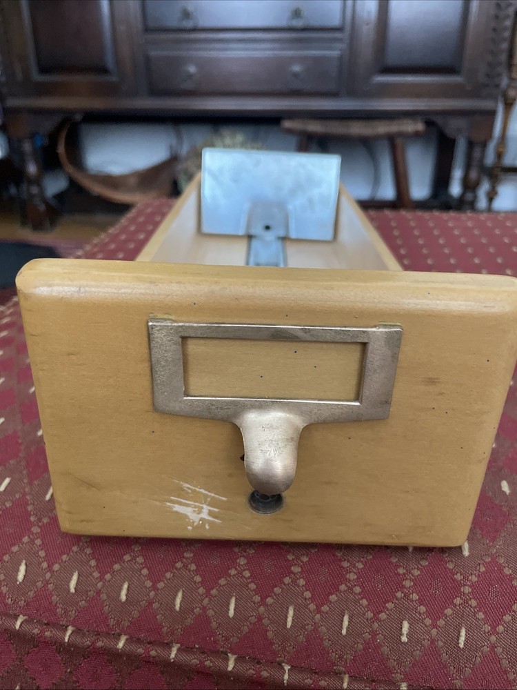 Vintage Library Card Catalog Drawer With Brass Pull