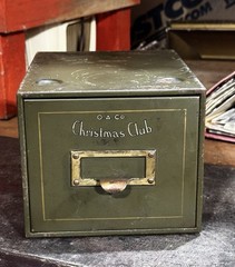 VINTAGE 1920’S O.A. CO. CHRISTMAS CLUB METAL CARD CATALOG FILE CABINET Green