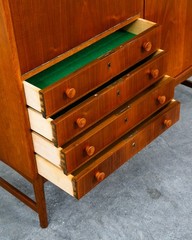 Mid Century Danish Modern Credenza Sideboard 4 Drawers Teak Oak Mcm Denmark Mcm