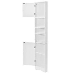 Tall Corner Bathroom Storage Cabinet MDF Freestanding Cabinet with 2 Doors