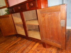 Antique Corner Cupboard Cabinet Walnut Divided Glass Door