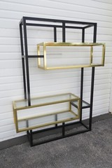Hollywood Regency Black and Brass Finish Display Shelving Etagere 5459