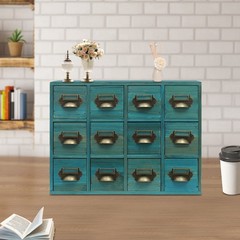 12 Drawers Vintage Tabletop Apothecary Storage Box Library Card Catalog Cabinet