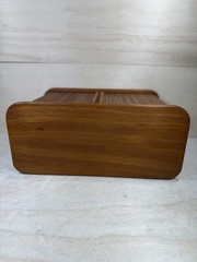 Vintage Mid Century Eppco Enterprises Teak Tambour Slide Door Wall Mount Cabinet