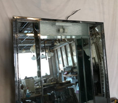 Mid Century Recessed Double Door Shadow Box Medicine Cabinet Mirror Old 1950-24B