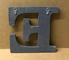 Decorative Salvaged Tin Ceiling 8″ Patchwork Shabby Silver Letter E Old 203-26B