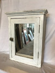 Antique VTG Shabby White 22×28 Wood Medicine Cabinet Mirror Chic VTG 1243-26B