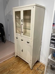 Vintage 1930s Antique Medical Cabinet – Locking Glass Doors, Lighted Interior