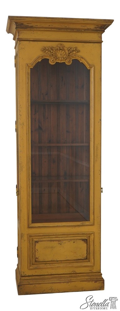 L72914: HABERSHAM Painted Distressed Finish Country French Display Cabinet