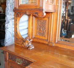 Antique Highly Carved Victorian Oak Sideboard – original finish