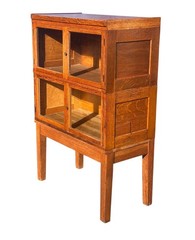 Antique Arts & Crafts Tiger Oak Four Section Haberdashery Display Cabinet – Rare