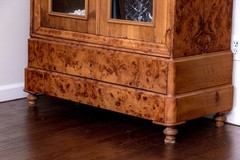 Antique French Louis Philippe Burl Wood Vitrine Cabinet