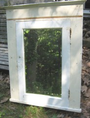 ANTIQUE COUNTRY PRIMITIVE WOOD CHIMNEY CUPBOARD CABINET WALL BATH SHELF MIRROR