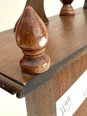 Vintage Wooden Wall Curio Cabinet Display Shelf Plexiglass Door Brown MDF 17”H