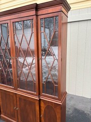 67280 Baker Mahogany Breakfront China Cabinet with Glass Doors