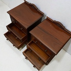 VICTORIAN BEDSIDE TABLES flamed mahogany NIGHTSTAND DRAWERS