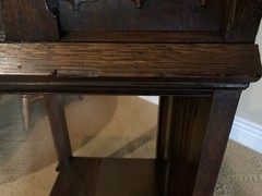 Antique Carved Wood French Gothic Oak Music Cabinet