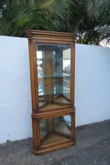 Tall Oak Corner Display China Cabinet Cupboard by Gordons 2706