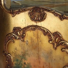 Giltwood Bombay Serpentine Vitrine With Verdis Martin Panels c1890