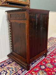 Antique French Jam Cabinet Cupboard Pedestal Barley Twist Drawer Oak Pheasant