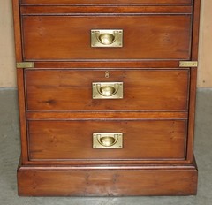 HARRODS LONDON REH KENNEDY MAHOGANY MILITARY CAMPAIGN TWO DRAWER FILING CABINET