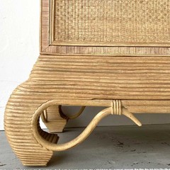 Chinoiserie Rattan Cabinet with Natural Bent Wood & Pencil Reed Base by Hickory