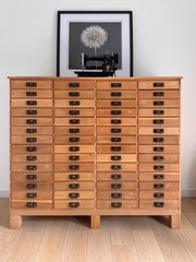 Antique 1890s Oak Apothecary Cabinet, Tin Drawer Chest, Retail Storage Cabinet