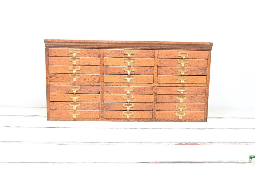 Antique . Library Bureau SoleMakers Oak Wood File Cabinet 24 Drawer Apothecary